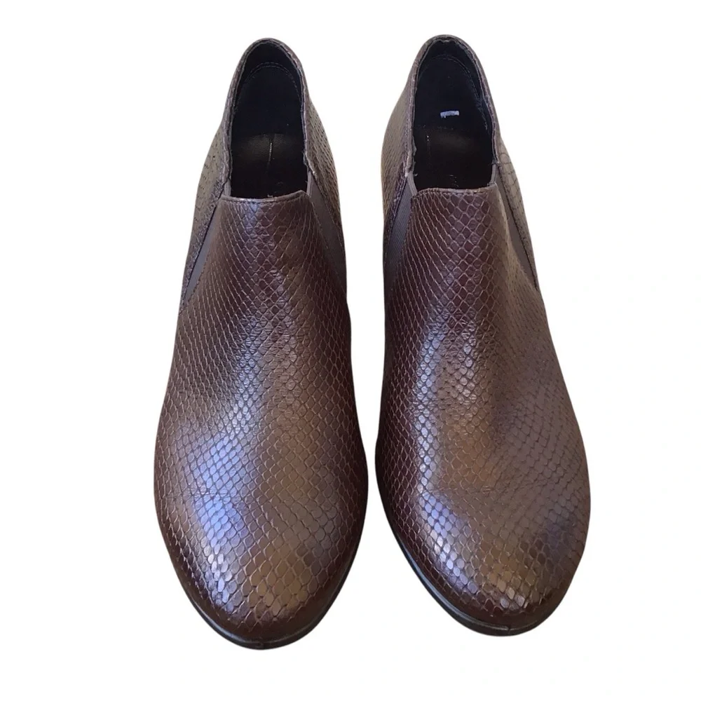 Ecco Shape 55 Plateau Stack Bootie Platform Brown Pump Size 39